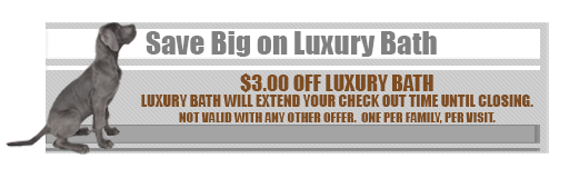 Save Big on Luxury Bath - $3.00 Off Luxury Bath - Luxury Bath Will Extend Your Check Out Time Until Closing. Not Valid With Any Other Offer. One Per Family, Per Visit.